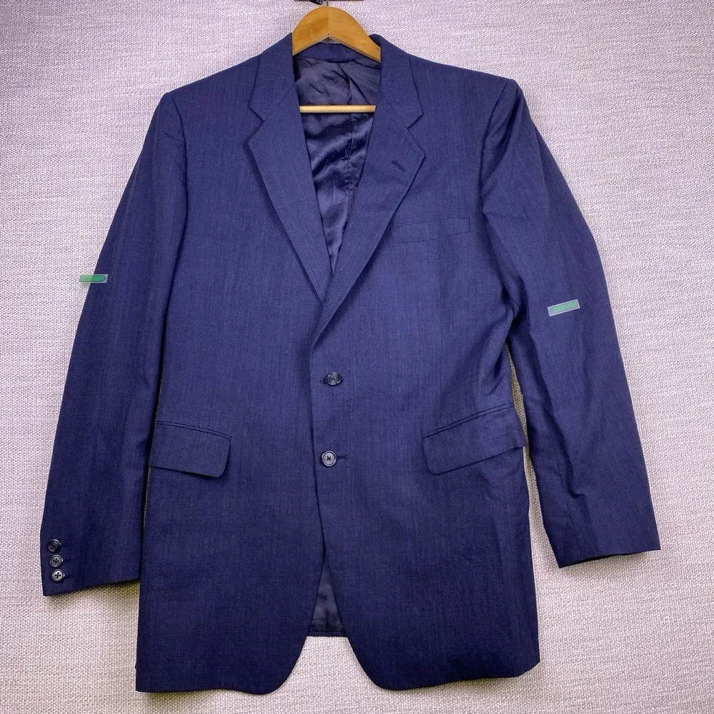 70s 80s Givenchy Gentleman Paris Blazer Suit Jacket (40R) Mens Navy GUC - Picture 2 of 12